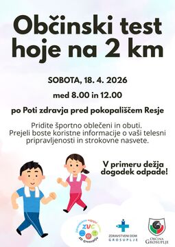 Občinski test hoje na 2 km